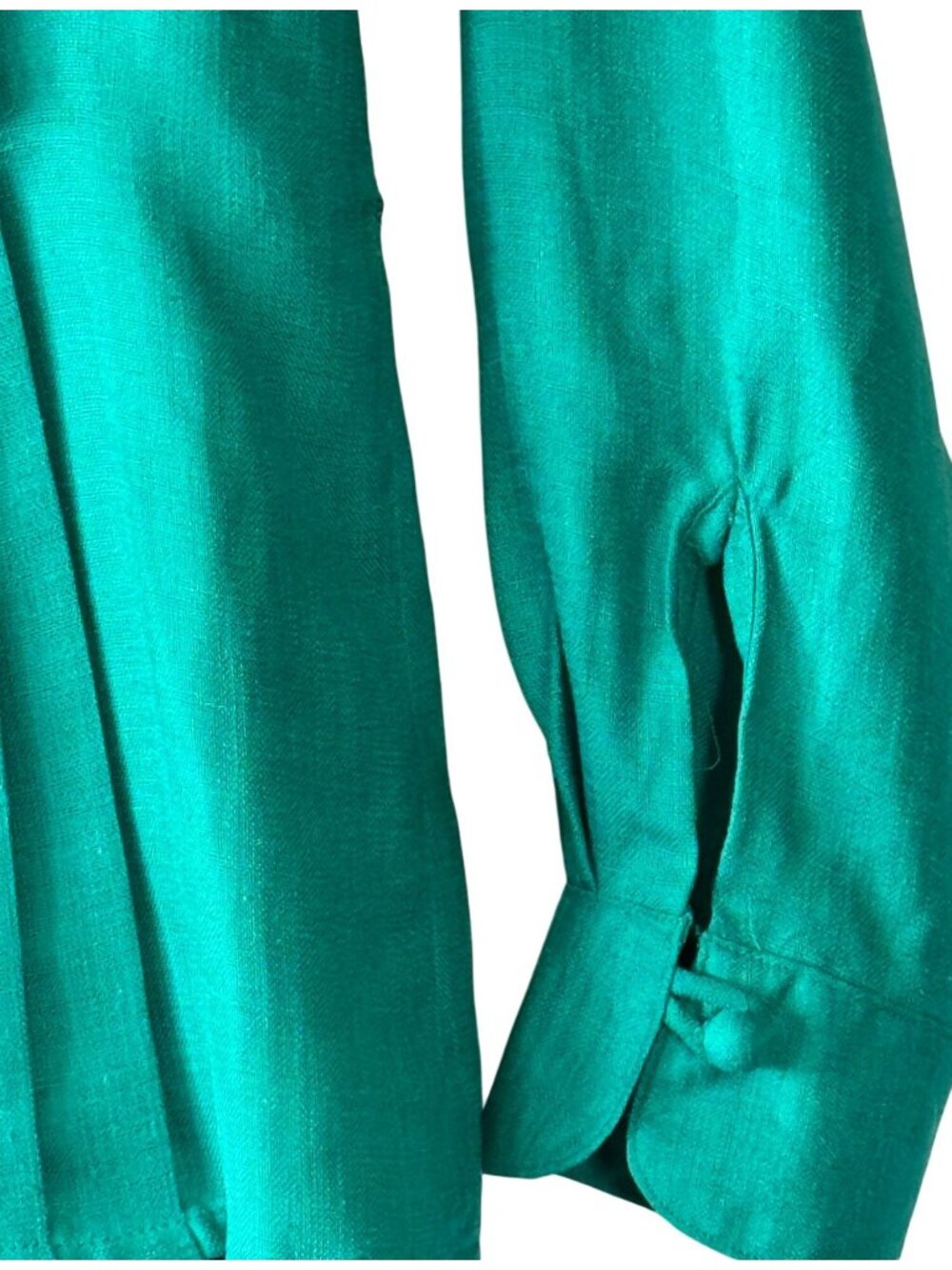 Vintage Evan Picone Petites Teal Button Front Pleated Blouse Top Size 4 - Picture 5 of 14